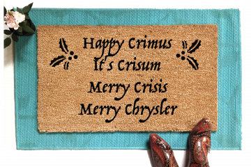 Happy Crimus doormat | funny Christmas gift for couples