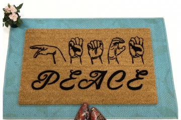 ASL PEACE American Sign Language doormat
