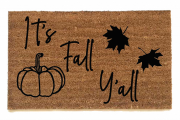 It's Fall Y'all Pumpkin & Leaves Doormat