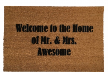 Welcome to the Home of Mr. and Mrs. AWESOME™ wedding gift doormat
