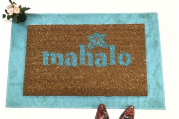 Mahalo Hawaiian tiki doormat welcome