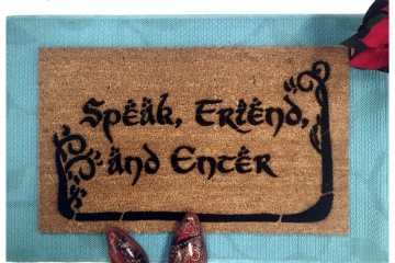 NEW Hobbit lettering Tolkien Speak, Friend, and Enter with TREES JRR Tolkien quote doormat