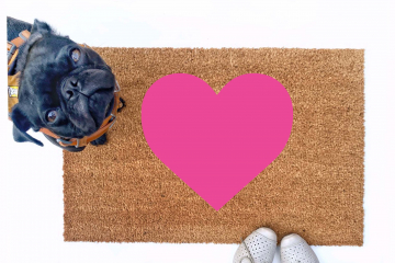 PINK heart Valentine's doormat