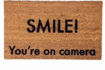 Smile you're on camera security doormat