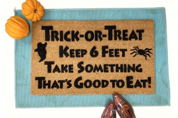 Trick or treat keep 6 feet funny halloween doormat