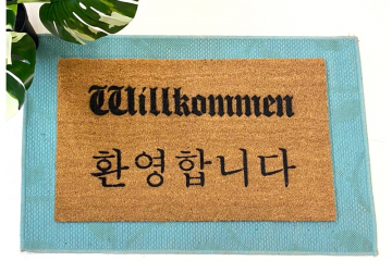 Korean German Willkommen welcome door mat bilingual Welcome doormat