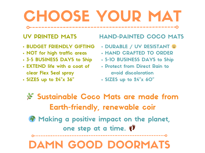 promotional image for damn good doormats on how to choose a coir all natural doormat for gifting