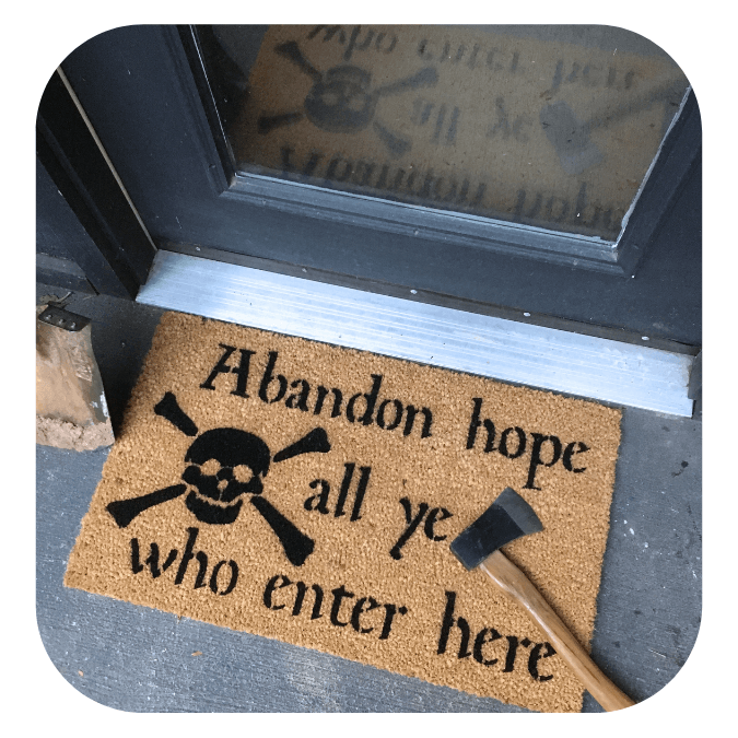 Abandon Hope All Ye Who Enter Doormat | Dante Gothic Welcome Mat
