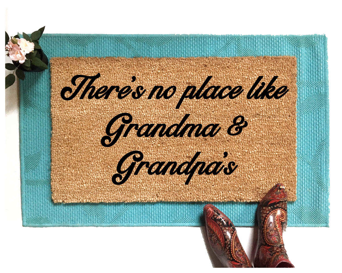 there's no place like grandma and grandpas cute funny grandparent gift eco friendly  damn good doormat
