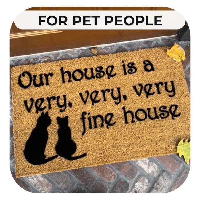 very fine house doormat on brick patio