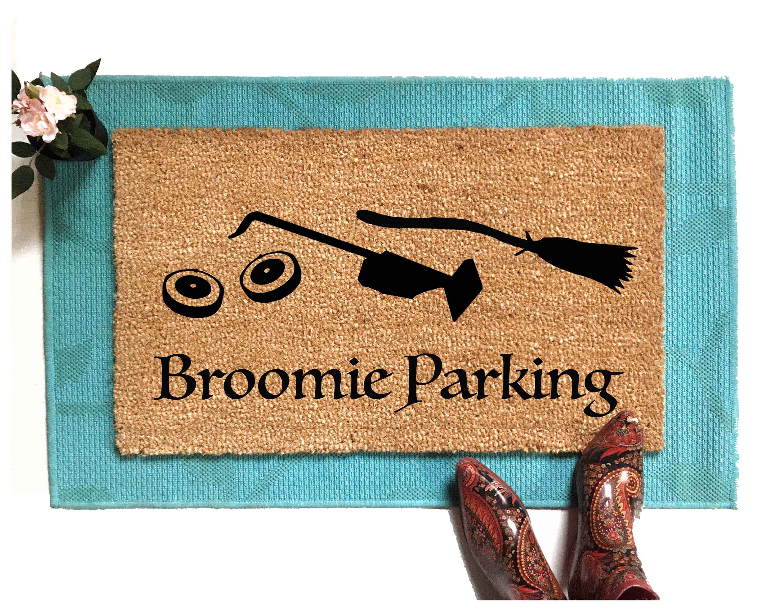 Hocus Pocus themed Broomie parking doormat