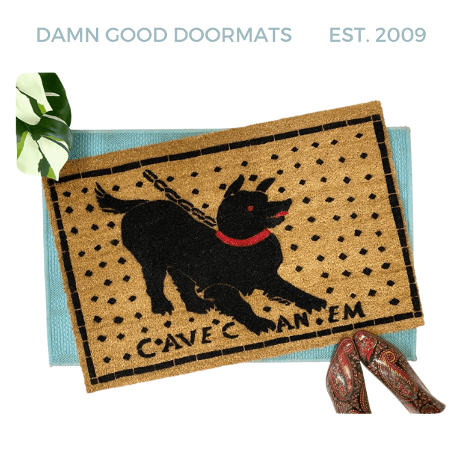 Cave Canem beware of dog doormat from the Pompeii mosaic