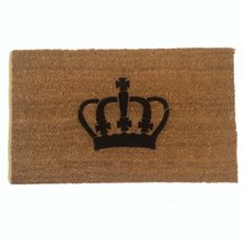 coir outside doormat with a crown on it