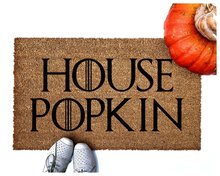coir doormat reading house popkin from Game of Thrones with pumpkins and white s