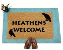Heathens Welcome doormat with Hugin & Munin Ravens Norse mythology Odin