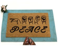 ASL PEACE American Sign Language Deaf culture Welcome damn good doormat