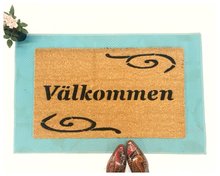 Välkommen!! This Scandanavian decor doormat is Swedish for Welcome