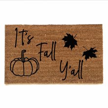 It's Fall Y'all Pumpkin Falling leaves coir outdoor Doormat