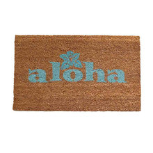 aloha tiki doormat welcome aqua paint on natural coir doormat