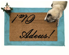 Ola! Adeus! Portuguese Hello Goodbye welcome mat