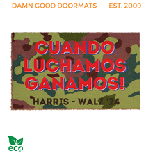 SPANISH When we fight, we win! Harris Walz 2024 camo doormat