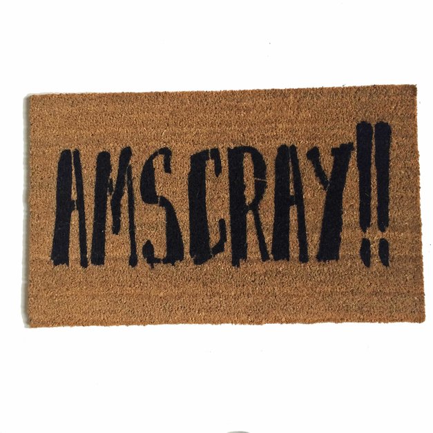 Amscray! pig latin go away | Damn Goo Doormat | Damn Good Doormats: Art ...