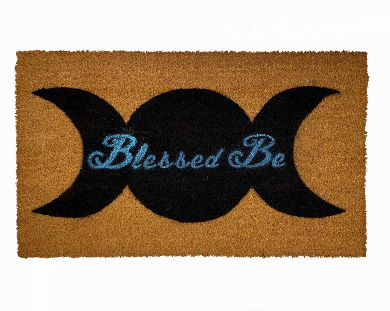 Boho Triple Moon Doormat - Mystical Gold Sun & Moon Outdoor/Indoor Mat, 17x30 Inches