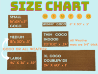 size chart for damn good doormats. Small 16 inch by 24 inch  coir mats up to dou