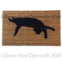 Black cat silhouette Halloween doormat