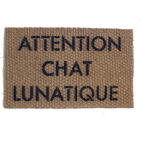 ATTENTION CHAT LUNATIQUE crazy cat door mat french cat lady doormat doormatt
