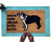 english bulldog dog pet portrait doormat