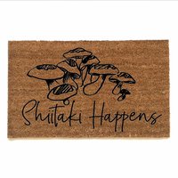 Shiitake Happens! funny mushroom mycology coir doormat