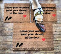 Leave your worries (and your shoes) at the door (heart)- Doormat