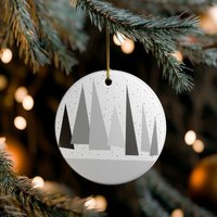 Black Goth Geometric Ceramic Ornament - Christmas Tree Decoration