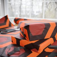 Overlook Hotel Retro Hexagon Pattern Wrapping Paper | Orange Brown Geometric Gift Wrap