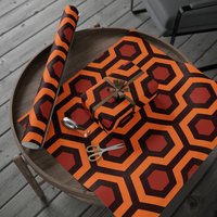 Overlook Hotel Retro Hexagon Pattern Wrapping Paper | Orange Brown Geometric Gift Wrap
