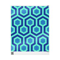 Overlook Hotel Retro Hexagon Pattern Wrapping Paper | Blue Geometric Gift Wrap