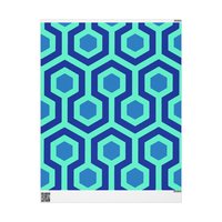 Overlook Hotel Retro Hexagon Pattern Wrapping Paper | Blue Geometric Gift Wrap
