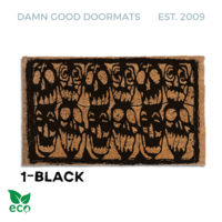 a door mat with a skull design inspired by the 80's cult film Desperately Seeking Susan.