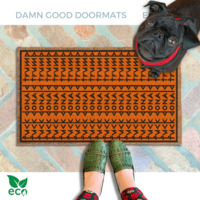 subtle fuck donald trump doormat in abstract contemporary design over orange. 