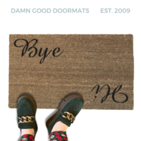 Hi Bye doormat cursive