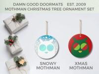 Cute Snowy Mothman Ornament Ceramic Christmas Tree Decoration | Space Holiday Decor