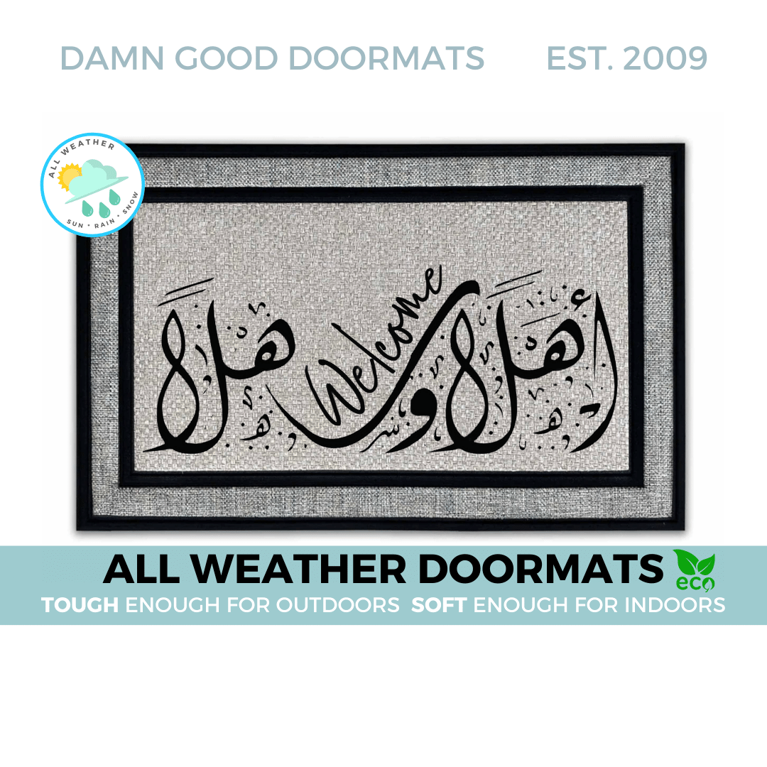 all weather Ahlan Wa Sahlan Arabic Welcome indoor outdoor doormat