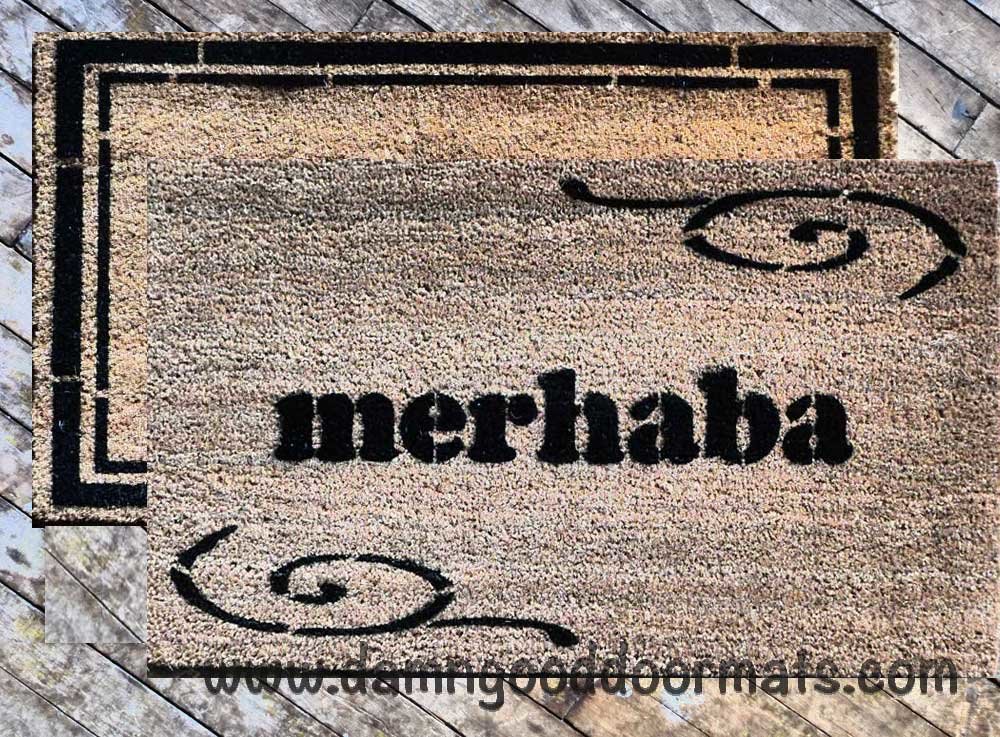 German Willkommen doormat with FLAG