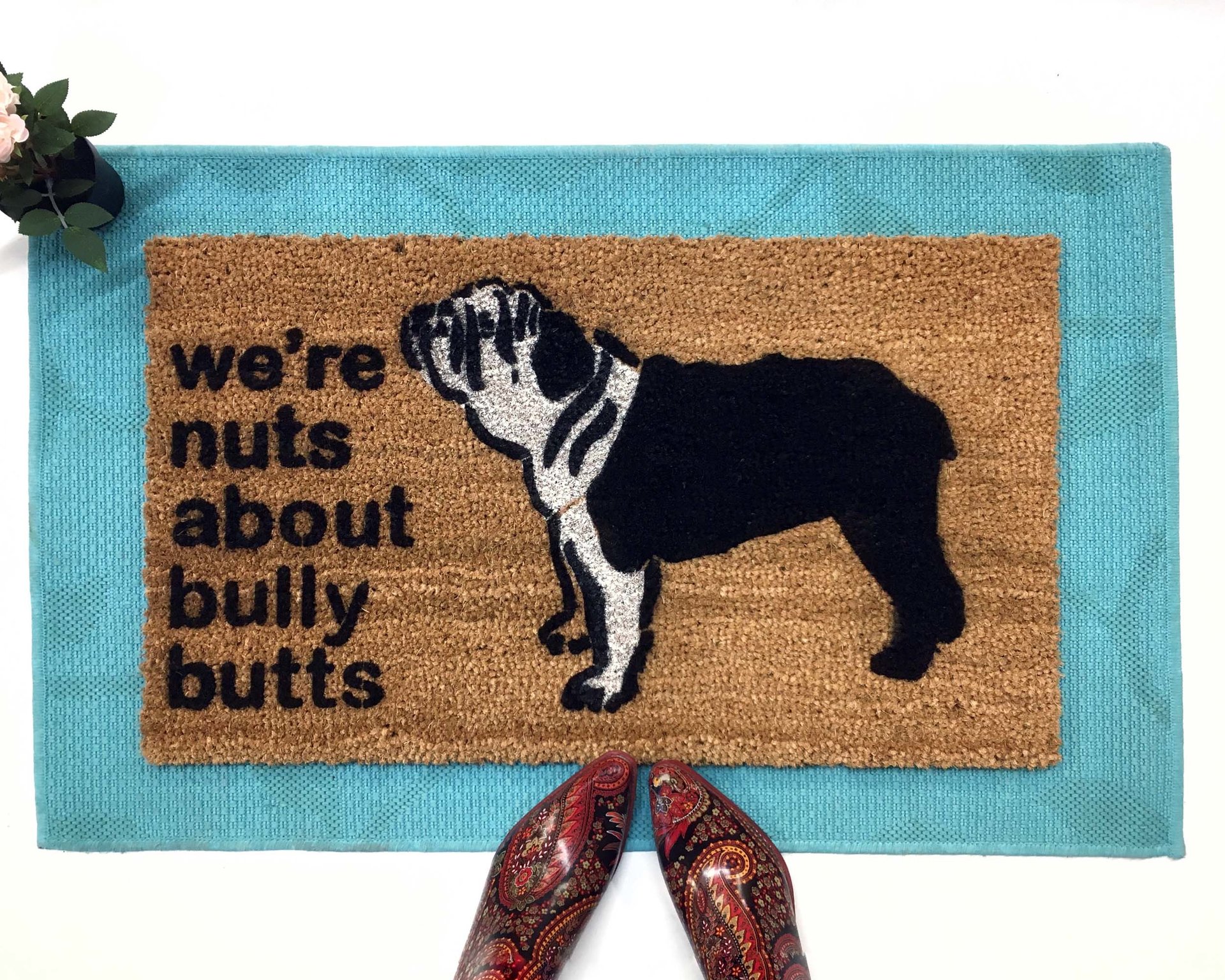 english bulldog dog pet portrait doormat