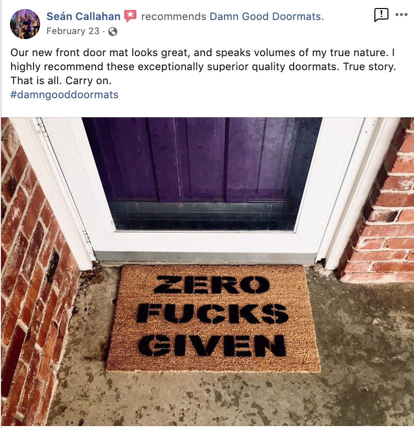 Zero fucks given doormat funny rude