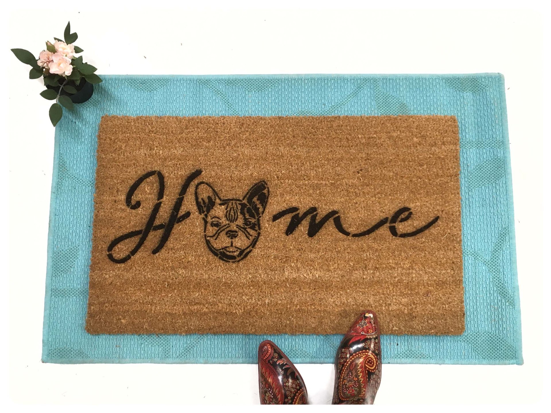 French bulldog Frenchie doormat Damn Good Doormats Art you can wipe your feet on