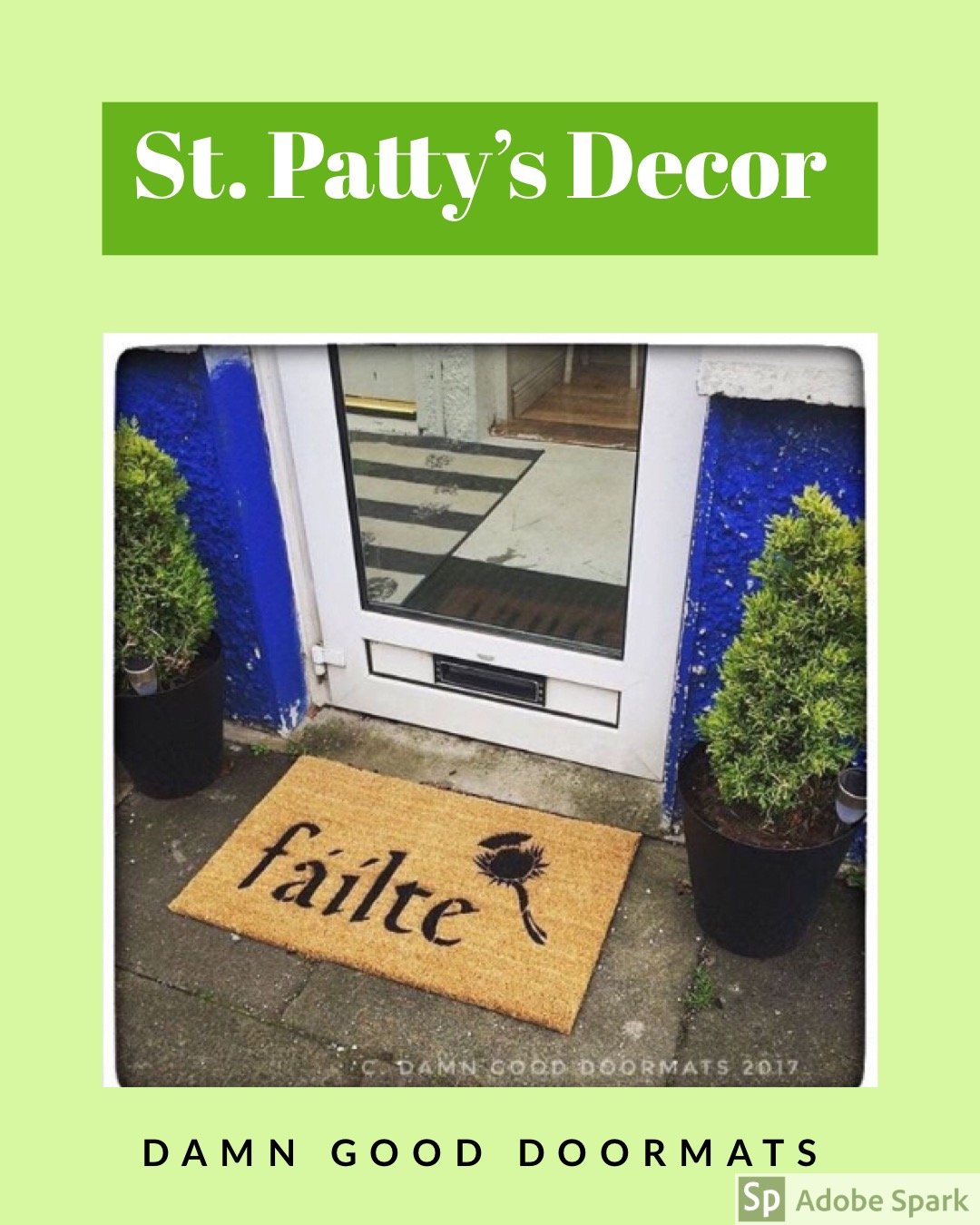 Scottish Fáilte and thistle or Irish Harp doormat St Patricks day decor