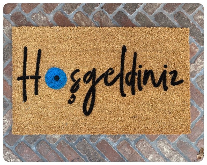 Turkish Evil Eye Hoşgeldiniz damn good doormat