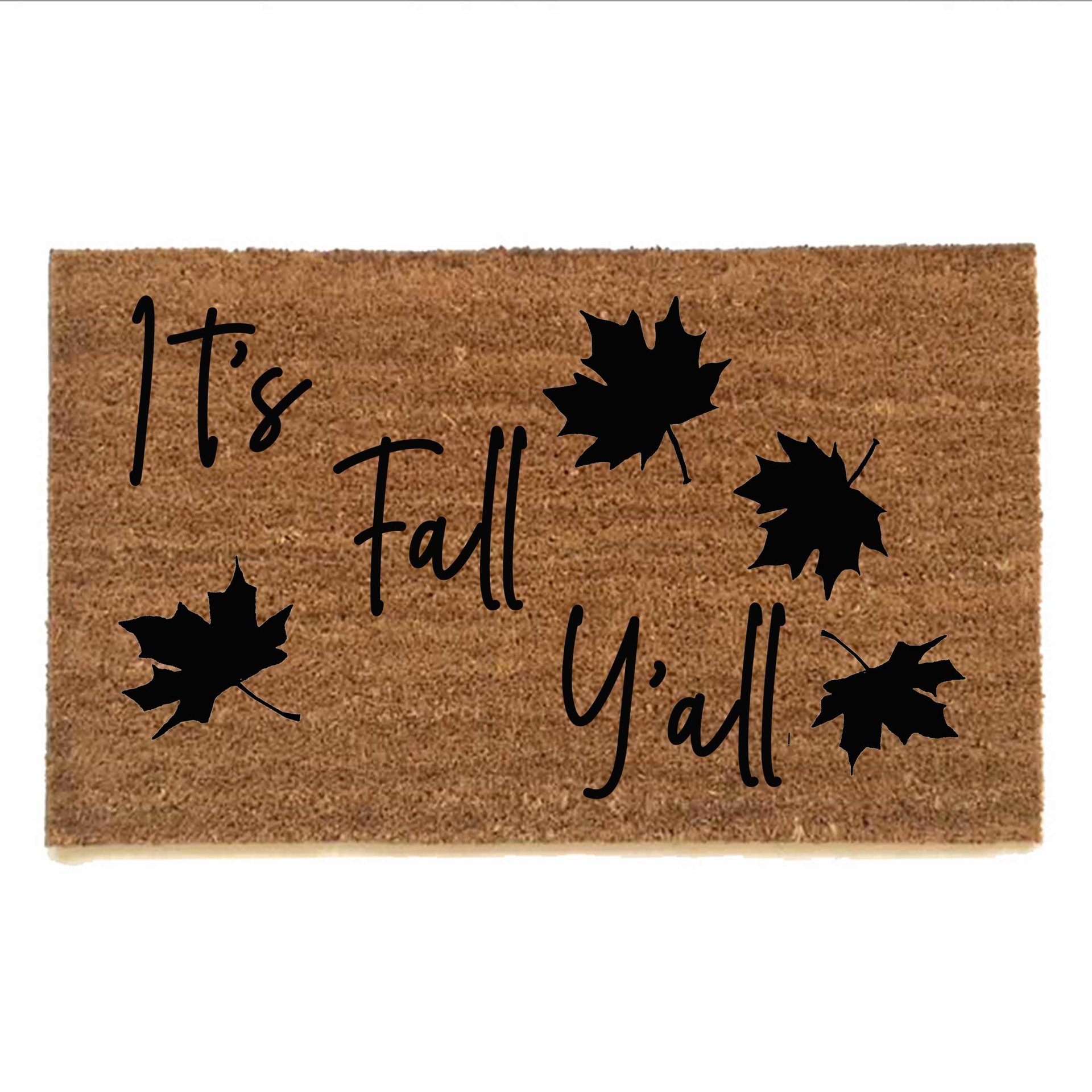 It's Fall Y'all Falling Autumn leaves coir outdoor sustainable Doormat